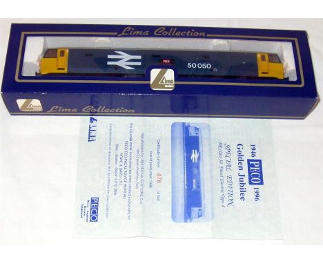 LIMA 204716 BR Blue Class 50 #50 050 'Peco Golden Jubilee 1946-1996'. Mint Boxed with a Certificate showing it to be No 478 o