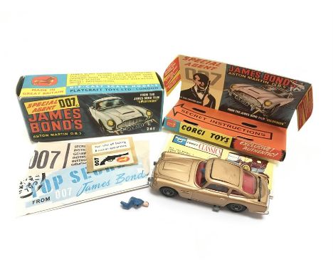 Corgi Toys 261 James Bond's Aston Martin DB5 from the film 'Goldfinger' with Secret Instructions (edge torn off and missing),