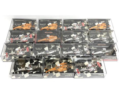15 x Minichamps 1/43 scale McLaren Collection models: #530 064304; #530 064395; #530 064374; #530 064394; #530 064384; #530 0