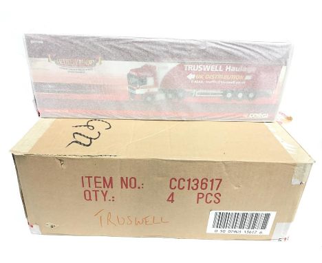 Trade box of 4 x Corgi Hauliers of Renown 1/50 scale CC13617 DAF CF Curtainside - John Truswell & Sons Ltd. M and boxed in or