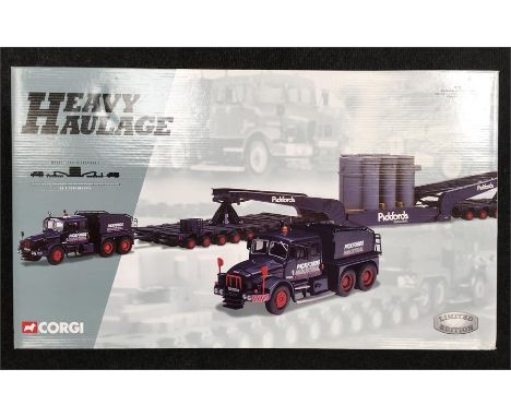 Corgi Heavy Haulage 1/50 scale #18005 Pickfords Industrial Ltd. set, comprising Scammell Contractor x 2, Nicolas Trailer, Bog
