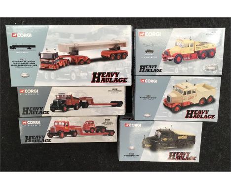 Six Corgi Classics 1/50 scale Heavy Haulage models: #17905; #CC1101; #CC12301; CC11802; #16901; #31004 (latter two with some 