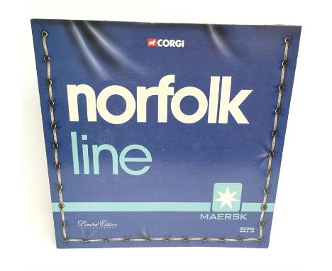Corgi 1/50 scale CC99129 Norfolk Line Maersk Set comprising DAF XF Super Space Cab, Curtainside Trailer, Fridge Trailer & Ltd
