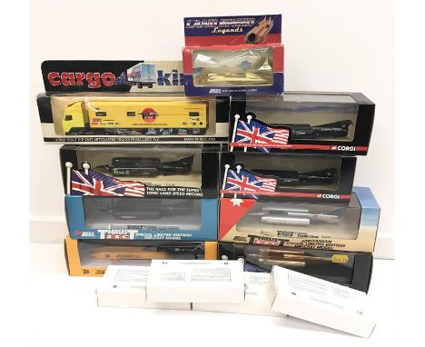 Quantity of diecast Land Speed Record Cars by Corgi and Lledo, includes 5 x Thrust SSC. Appear M and boxed. (13)