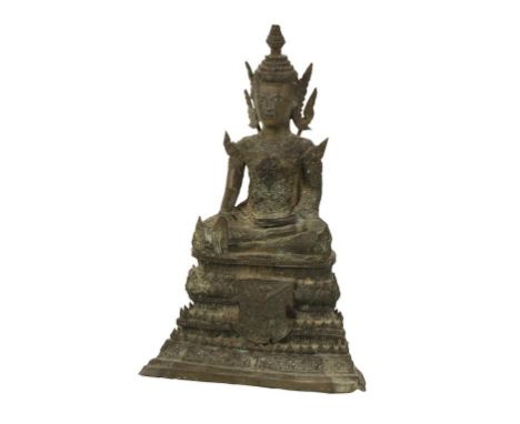 BRONZE FIGURE OF A SEATED BUDDHA, THAILAND, 22cm high