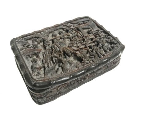 EXPORT CARVED TORTOISESHELL SNUFF BOX, QING DYNASTY, 19TH CENTURY, 8.5cm wide