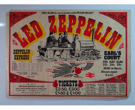 LED ZEPPELIN - An original first release 1975 Earls Court concert poster from the merchandise kiosk - together with an origin