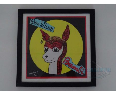 SEX PISTOLS (2004/2005) - A Jamie Reid signed 'Who Killed Bambi' print - framed and glazed - limited edition - 16/750 - 13" x
