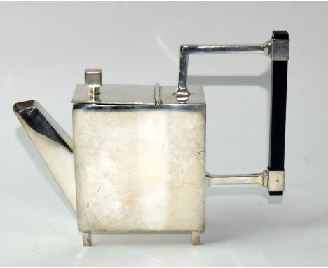A silver plated Christopher Dresser style teapot