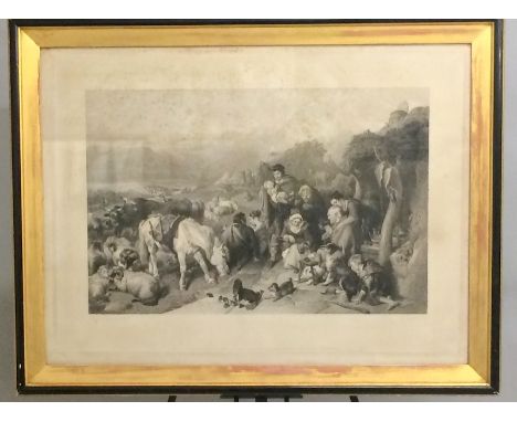 Lithograph depicting a Scottish Village. 82 x 105cm