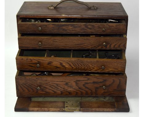 Vintage engineers wood toolbox together with some vintage tools
