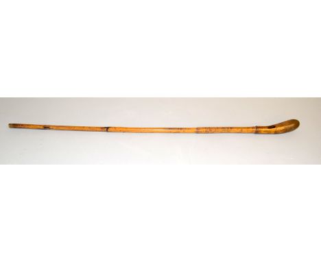 A WW1 cane walking stick with the initials C.J.F. and the dates 1915, 1916, 1917 & 1918 burnt into it. 89cms in length