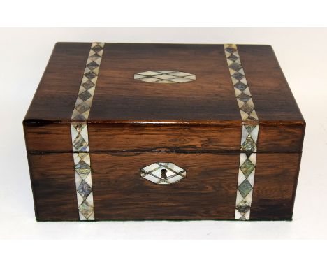 Mother of Pearl writing slope with abalone to the lid. Inkwell and key circa 1880