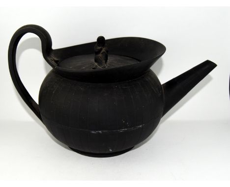 Wedgwood black basalt teapot with widow finial.