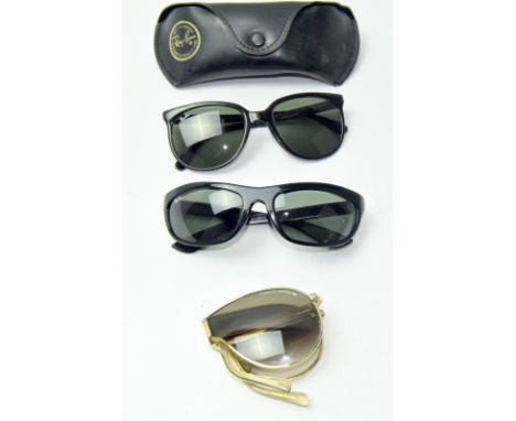 Two pair of vintage Ray Ban sunglasses together a pair of Porche collapsible