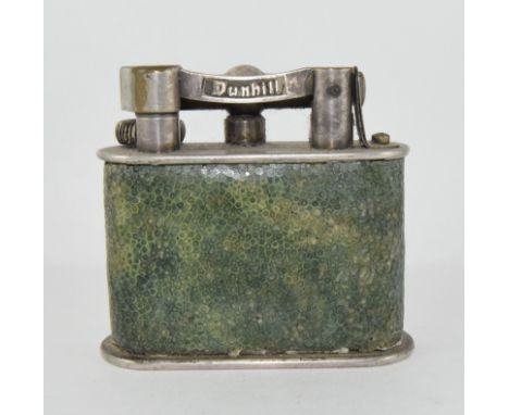 Oversized Dunhill petrol table lighter, with shagreen covering. 78mm high
