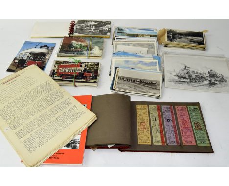 Collection of vintage post cards and tickets