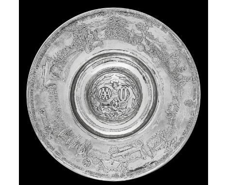 Motoring Interest. An Important George V Arts and Crafts silver presentation chargerLondon, 1922, Omar Ramsdenthe planished d