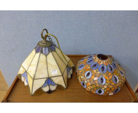 Two Tiffany style light shades