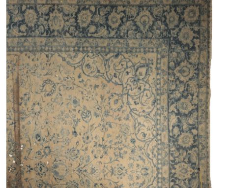 LARGE 'NAIN' STYLE CARPET, with light blue and ivory colour, central floral medallion with all over branch pattern, and dark 