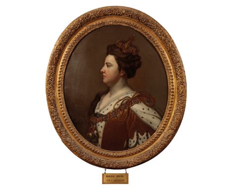 SIR GODFREY KNELLER (1646-1723) A portrait of Queen Anne, circa 1702, signed "G. Kneller F",  oval, oil on canvas, the frame 