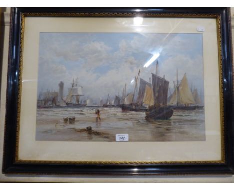 A Framed Lithograph after Hardy, Landing Fish, Scarborough