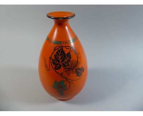 A Shelley Floral and Fruit Decorated Vase, 24 cm High