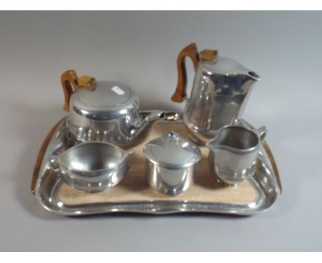 A Five Piece Picquot Ware Tea Service and Tray 
