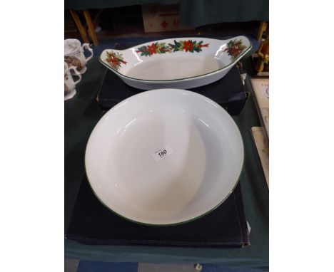 Two Boxed Royal Worcester Bowls, Holly Ribbons Garland 