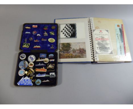 A Collection of Enamel Shipping Badges together with Postcard Album 