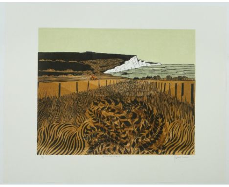 Robert Tavener,
colour screen print, "The Seven Sisters, Beachy Head," 13/50, unframed, s 22" x 30".