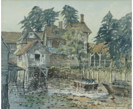 R Standish-Sweeney,
watercolour, The Mill House, Beaulieu, signed, 10" x 11", framed.