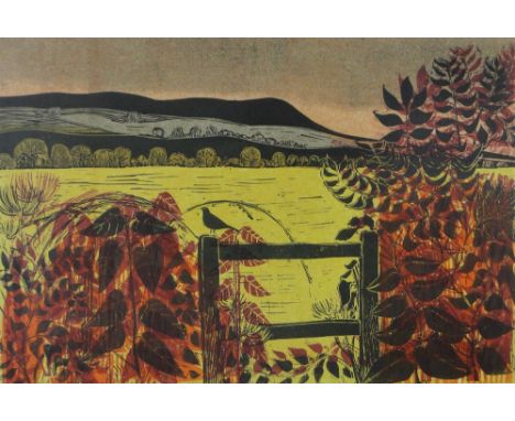 Robert Tavener,
colour screen print, "Hedgerow & Downs II," artist's proof, i 17" x 25.5", original frame.