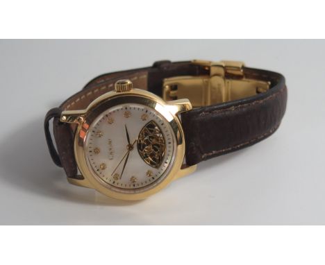 A COLGAU Ladies Automatic Gold Plated Wristwatch with mother of pearl dial. Running 