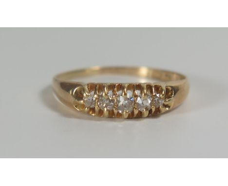 An 18ct Gold and Diamond Five Stone Ring, 13mm setting, size U, 3.1g 