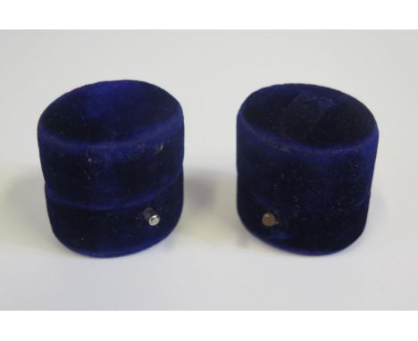 Two Antique Blue Plush and silk lined ring boxes: Kendall &amp; Dent and Bowden &amp; Sons 