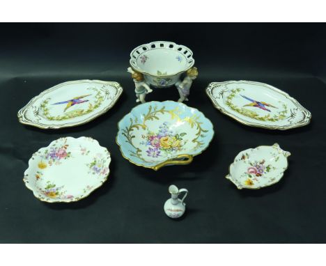 A Pair of Spode Shaped Dishes hand painted with pheasants (23x126cm), Royal Crown Derby, etc. 