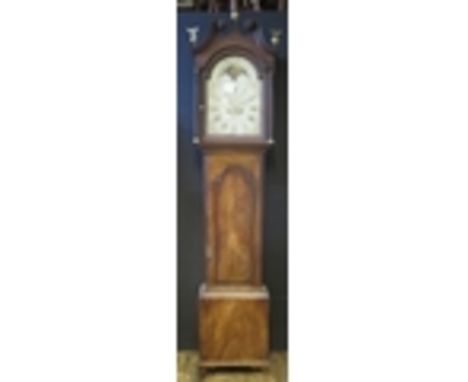 Antique Longcase Clock by George Clapham of Brigg (Lincs). Eight day movement with Pendulum and Weights. Mahogany Case and Ho