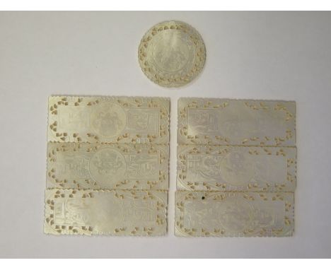 Seven Chinese Mother Of Pearl Gaming Counters&nbsp;