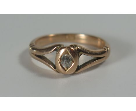 A 9ct Gold and Old Cut Diamond Solitaire Ring, c.2.5mm stone, size G, 1.7g 