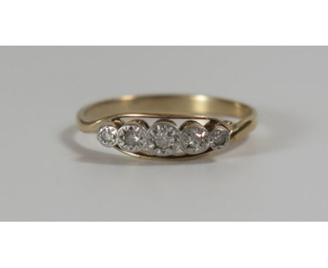 An 18ct Gold and Diamond Five Stone Illusion Set Ring, 15mm stone setting, size T, 2.5g 