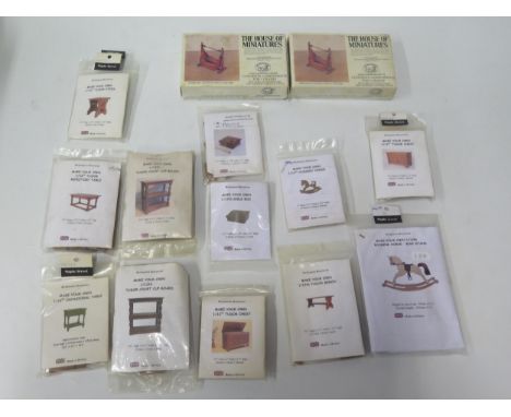 Twelve McQueenie Miniatures 1/12 Scale Dolls House Furniture Model Kits plus two others 