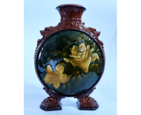 A Longpark Pottery Moon Flask decorated with narcissi, 32cm 