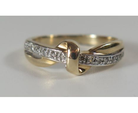 A9ct Gold and Diamond Twist Ring, .10ct DW, size L, 2.2g 