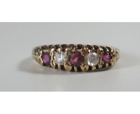 A 9ct Gold, Synthetic Ruby and Paste Ring, size N.5, 2g 