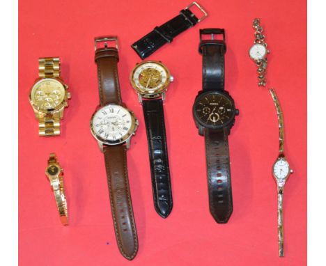 POLICE > MICHAEL KORS wrist watch, together with two FOSSIL wrist watches and four other wrist watches. (7) [NO RESERVE] [VAT