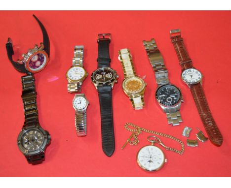 POLICE > 8 assorted wrist watches and a pocket watch. [NO RESERVE] [VAT ON HAMMER PRICE]