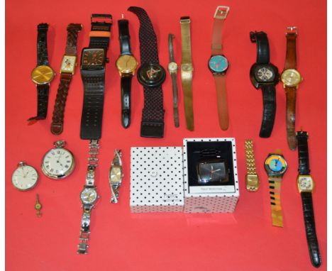 POLICE > 16 assorted wrist watches and 2 pocket watches (18). [NO RESERVE] [VAT ON HAMMER PRICE]