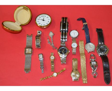 POLICE > 15 assorted wrist watches and a bedside clock. (16) [NO RESERVE] [VAT ON HAMMER PRICE]
