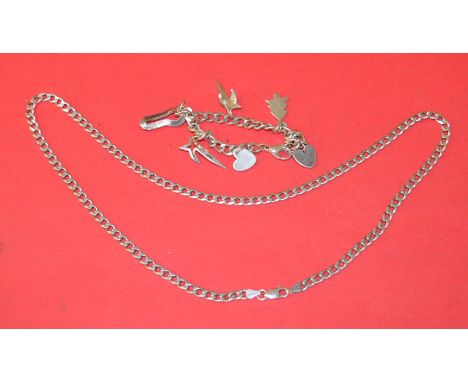 POLICE > Hallmarked Silver curb chain and charm bracelet. [NO RESERVE] [VAT ON HAMMER PRICE]